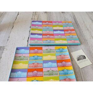 White House facade tray platter plate rectangle rainbow multicolor president